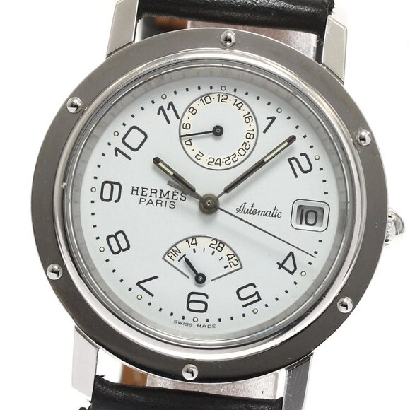 HERMES Clipper GMT power reserve white Dial Automatic Men's Watch - Picture 1 of 6